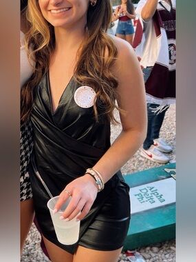 Princess Polly Black Faux Leather Halter Dress